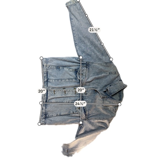 Light Blue Acid Wash Denim Jacket With Patch Size Medium - Picture 7 of 7